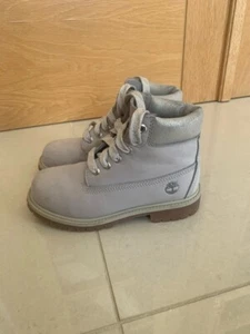 Girls Timberland Grey Leather Boots - Picture 1 of 3