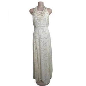Nuevo con etiquetas Maxi Vestido Boho Pequeño Champagne & Fresa Para Mujer Marfil Encaje Superpuesto - Imagen 1 de 9