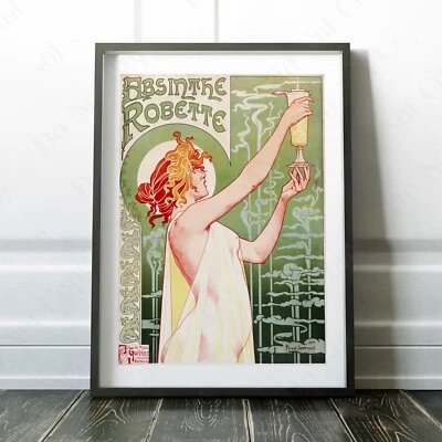 Impresión de póster arte de pared bar de bebidas vintage francés Art Nouveau Absinthe Robette 1896 Foto 1 de 4