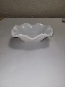 Vintage Hobnail Milk Glass 6" Candy Dish Ruffled Edge - Picture 1 of 6