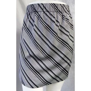 ANN TAYLOR BLACK STRIPED CAREER CASUAL ELASTIC WAIST MINI SKIRT SIZE: XL NWT - Picture 1 of 4