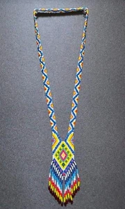 Handmade Necklace Seed Bead Boho American Style Netiv Beaded Multi Strand - Picture 1 of 2