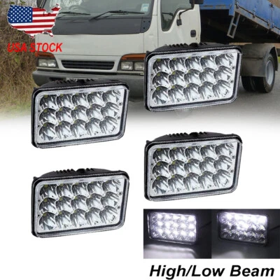 Faros LED 4x6" haz alto/bajo para Chevrolet Monte Carlo El Camino Isuzu NQR de 4 piezas Foto 1 de 4