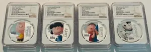 Set of 4 Peanuts Movie 2015 Niue $2 Charlie Brown, Linus, Lucy, Snoopy NGC PF 69 - Picture 1 of 2