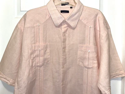 Camisa Guayabera Plisada 4 Bolsillos Lino Melocotón Fariani Italia Para Hombre Talla 3XL Lk Nueva Foto 1 de 4