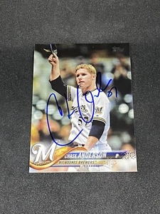 Chase Anderson Milwaukee Brewers Signed Auto 2018 Topps Card #54 ~ COA - Picture 1 of 3