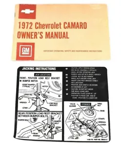 1972 Chevy Camaro Original Owners Manual and Jack Instruction Sticker For Trunk - Picture 1 of 12