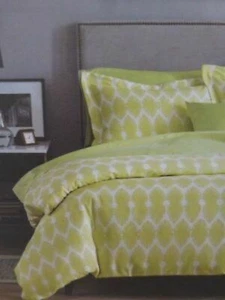 Nate Berkus 3 PC KING Brotch Duvet Cover & SHAMS Set Lime Drop Cotton (I HAVE 3 - Picture 1 of 1