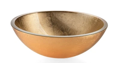 Fregadero redondo Lineabeta 53696.29.30 Acquaio 15.75" - vidrio hoja de oro $1,350 Foto 1 de 4