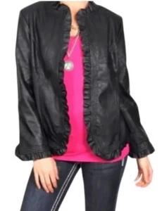 Hot in Hollywood Black Faux Leather Jacket Size Small - Picture 1 of 8