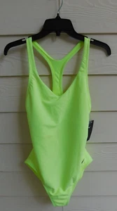 Nike Razorback One Piece Neon Yellow Swimsuit Large L Swimming Triathletes New - Picture 1 of 10