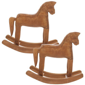  2 Pcs Wooden Horse Table Decoration Child Rocking Animals Childrens Toys