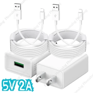 USB Wall Charger Block Fast Charging Cable For iPhone 6 7 8 SE XR XS 11 12 13 14 - Picture 1 of 15