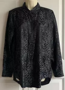 Blusa Equipment Mujer Negra Estampado Leopardo Manga Larga, Camisa Abotonada~Talla M - Imagen 1 de 6