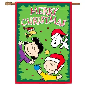 SNOOPY PEANUTS Large 28" x 40" Flag MERRY CHRISTMAS ! Charlie Brown 61711 NIP - Picture 1 of 2