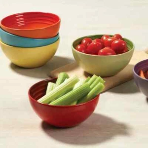 Le Creuset STONEWARE Vancouver SNACK Bowls Set of 6 RAINBOW Multicolor NEW - Picture 1 of 15