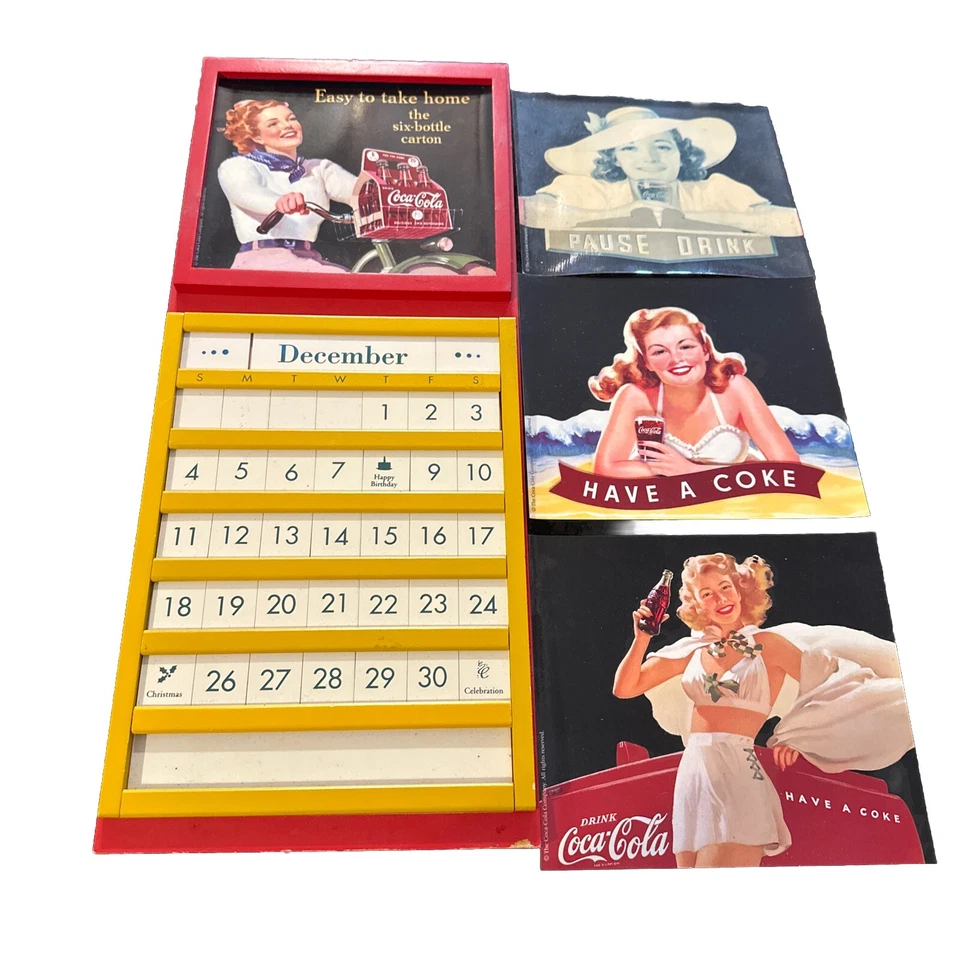 Coca Cola Perpetual Calendar With 4 Pictures Vintage (Only December) - Image 1 of 4