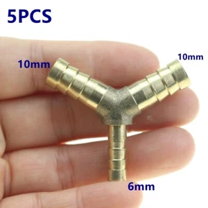 5PCS 3/8 X 1/4 X3/8|10mm 6mm 10mm Y 3 Way Hose Barb Brass Fitting Fuel Connector - Picture 1 of 3