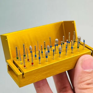 30pcs Dental Diamond Burs Drill+Disinfection Bur Block High Speed Handpiece Kit - Picture 1 of 8
