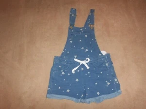 NEW, GIRLS JUSTICE KNIT DENIM STAR SHORTALLS, SIZE 8 - Picture 1 of 3