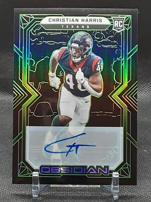 CHRISTIAN HARRIS 2022 OBSIDIAN GREEN ETCH AUTO RC #28/50 TEXANS ALABAMA QQ - Image 1 of 2