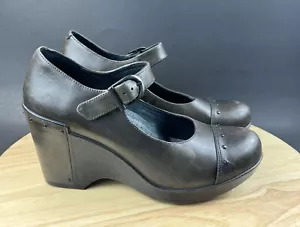 Dansko Franka Taupe Green Grey Wedge Heel Clog Woman's Shoes Size US 8.5-9 EU 39 - Picture 1 of 11