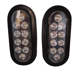 2X 6" Oval White 24 LED Trailer Truck Reverse Backup Tail Lights Clear Lens 12V - Picture 1 of 5
