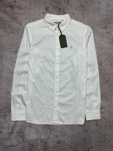 NEW!! Allsaints Mens Redondo Long Sleeve White Shirt Size S - Picture 1 of 6