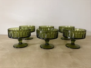 6 vasos de tallo verde aguacate MCM / cuencos de postre vidrio de independencia escultural - Imagen 1 de 6