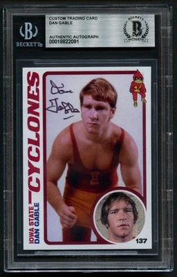 Dan Gable #3 signed autograph auto Custom Iowa State Trading Card BAS Slabbed - Image 1 of 2