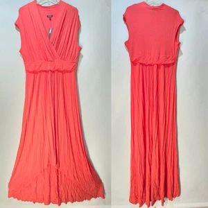 Apt 9 Women's High Low Maxi Dress, Sleeveless V Neck Wild Coral, Size 0X - Picture 1 of 8