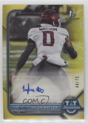 2021 Bowman U Chrome Prospect Yellow Refractor /75 Jaylen Watson #BCPA-JWA Auto - Image 1 of 2