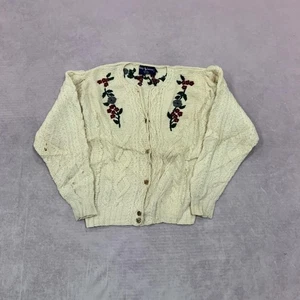 Ralph Lauren Knitted Cardigan embroidered flowers cable knit patterned chunky - Picture 1 of 7