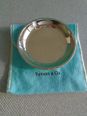 TIFFANY STERLING SILVER ~ 1 NUT MINT CANDY DISH TRAY 3 3/8" w/POUCH ~3 available - Image 1 of 4