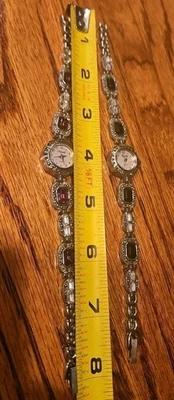 Xanadu手表2件套女式银色黑色和紫色水钻复古 — 第 1/4 张图片