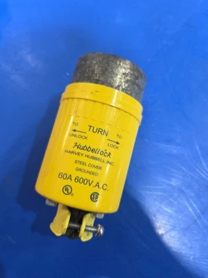 Hubbell HBL26419 60A 600V 3 Pole 4 Wire Power Plug - (works W/ Hbl26418) - Image 1 of 4