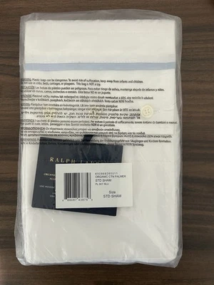 Ralph Lauren Algodón Orgánico Palmer Percal Almohada Estándar Sham Pálido Azul Cielo Foto 1 de 2