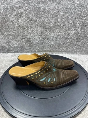 Y2k Cole Haan Tacones Mujer Talla 8 B Morgan Mules Marrón Gamuza Western Tachonado  Foto 1 de 4