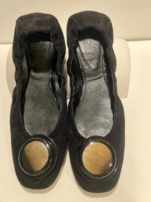 HOGAN Mujer Negro Gamuza Ballet Pisos Talla 8 Italia Excelente Estado Foto 1 de 4