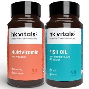 HealthKart hk vitals Fish Oil and Multivitamin with probiotics (90 Tablets Each) - Picture 1 of 8