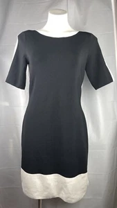 Abito Y2K Lauren Ralph Lauren 2 toni nero bianco maglia lunghezza ginocchio taglia L elasticizzato - Foto 1 di 9