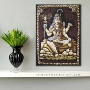 hindu lord shiva batik tapestry god shiv wall hanging decor poster print indian - Picture 1 of 6