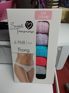 Tanga Panty para mujer Secret Treasures 6 pares de encaje L12-14 XL16-18 - Imagen 1 de 1
