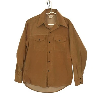 Rampage by Arrow Vintage Mens Tan Faux Suede Shirt Jacket 16 - 16 1/2 - Image 1 of 4