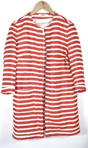 0039 Italy Women's Jacket Blazer Long Open Striped Multicoloured Size M - Picture 1 of 10