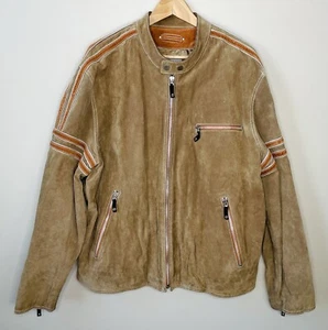 Vintage Wilson's Leather XL Julian Brown Orange Stripe Motorcycle Jacket RARE - Picture 1 of 13