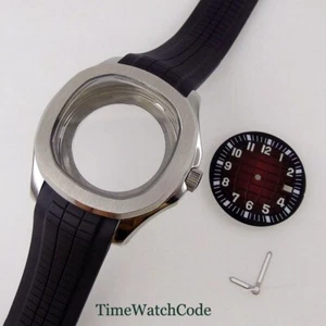 Sterile Watch Case 40mm Square Case Striped Dial Date Fit NH35 NH36 Rubber Strap - Picture 1 of 42