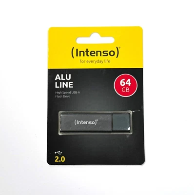 Intenso USB Stick 64GB Speicherstick Alu Line Anthrazit 2.0 High Speed USB-A OVP - Bild 1 von 2