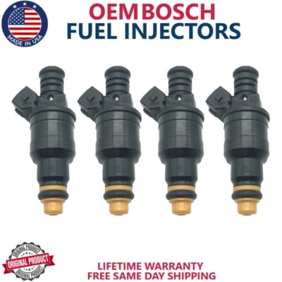 4X New OEM Bosch Fuel Injectors 85-1995 Volvo 940 240 740 Peugeot 2.3L l4 - Image 1 of 4