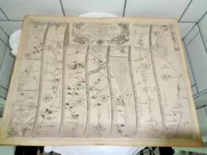 Antique MAP LONDON To Holy Head by JOHN OGILBY Plate 4th 19in x 14.5ins Used - Picture 1 of 22